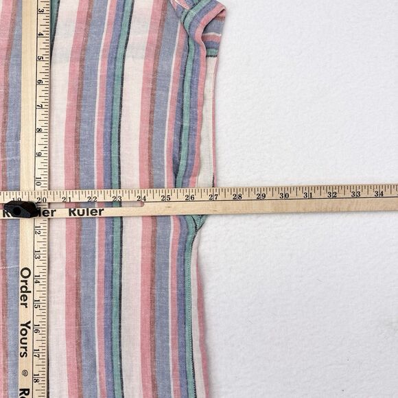 Orvis Top Women’s Size XXL Multicolor Striped Linen Blend Button Front Cuff - Picture 10 of 11